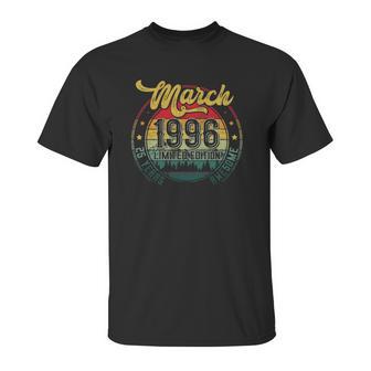 25Th Birthday Gifts 25 Years Old Retro Born In March 1996 Ver2 Unisex T-Shirt | Favorety