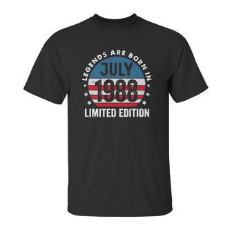 33 Years Old Legends Are Born In July 1988 Vintage July 1988 Ver2 Unisex T-Shirt | Favorety DE