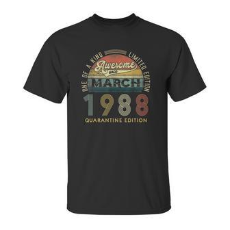 33 Years Old Vintage March 1988 33Rd Birthday Awesome Unisex T-Shirt | Favorety