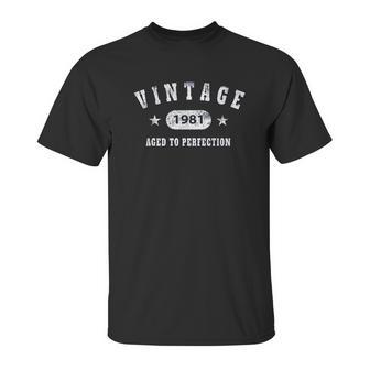 40Th Birthday Gift Vintage 1981 Aged To Perfection Unisex T-Shirt | Favorety UK