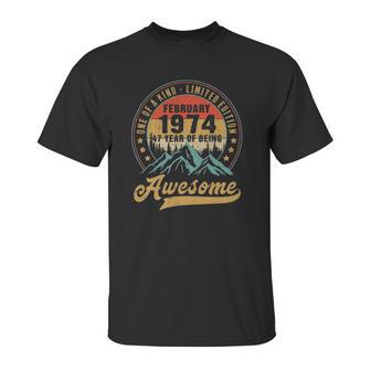 47Th Birthday Gift 47 Years Old Retro Vintage February 1974 Ver2 Unisex T-Shirt | Favorety CA