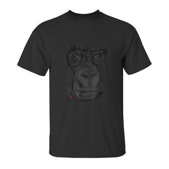 Angry Gorilla Graphic Ape Cigar Smoking Monkey Unisex T-Shirt | Favorety UK