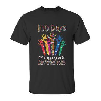 Autism Awareness Embrace Differences 100 Days Of School Iep Unisex T-Shirt | Favorety