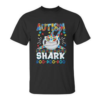 Autism Shark Doo Doo Doo Autism Awareness Puzzle Pieces Graphic Design Printed Casual Daily Basic Unisex T-Shirt | Favorety AU