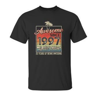 Awesome Since 1997 25Th Birthday Gifts 25 Years Old Vintage Unisex T-Shirt | Favorety DE