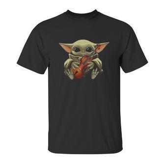 Baby Yoda Hugging Violin Unisex T-Shirt | Favorety AU