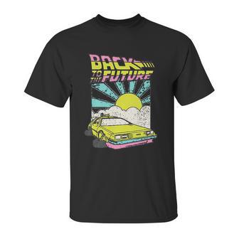 Back To The Future Delorean Sunrise Cartoon Unisex T-Shirt | Favorety CA