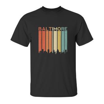 Baltimore Maryland Vintage Retro City Urban Skyline Seaport Unisex T-Shirt | Favorety