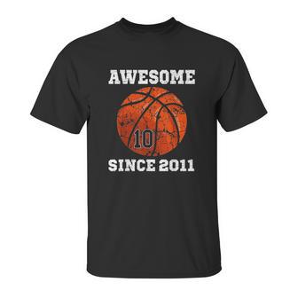 Birthday Basketball Lover Gift Vintage Since 2011 Unisex T-Shirt | Favorety