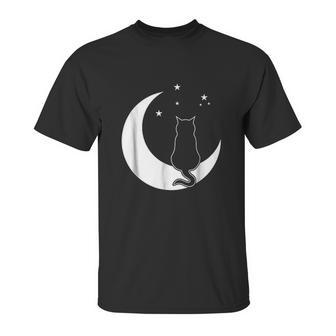 Black Cat On The Crescent Moon By The Starlight Unisex T-Shirt | Favorety UK