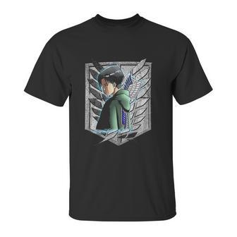 Black Haired Male Anime Character Eren Yeager Mikasa Ackerman Attack On Titan Unisex T-Shirt | Favorety