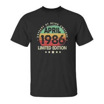 Born In April 1986 Vintage Limited Edition 35Th Birthday Unisex T-Shirt | Favorety UK