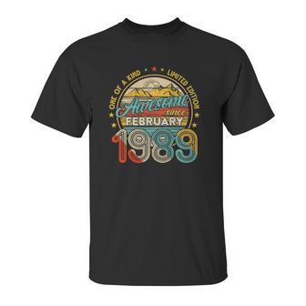 Born In February 1989 32Nd Birthday Gift Retro 32 Years Old Unisex T-Shirt | Favorety CA