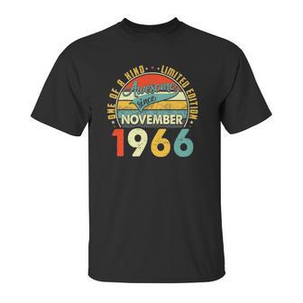 Born In November 1966 55Th Birthday Gift Retro 55 Years Old Unisex T-Shirt | Favorety DE