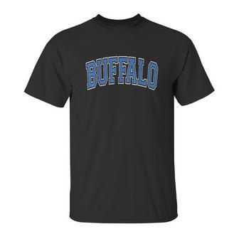 Buffalo Ny Varsity Style Blue Text Unisex T-Shirt | Favorety UK