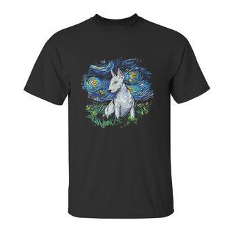 Bull Terrier Starry Night Impressionist Dog Art Unisex T-Shirt | Favorety