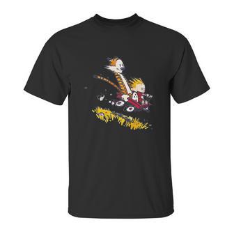 Calvin And Hobbes Racing Unisex T-Shirt | Favorety