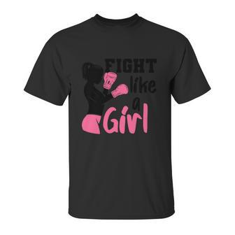 Cancer Fight Like A Girl Pink Ribbon Breast Cancer Graphic Design Printed Casual Daily Basic Unisex T-Shirt | Favorety CA