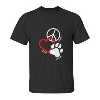 Canine Pet Rescue Cpr Peace Love Rescue With Pawprint Dog Puppy Unisex T-Shirt | Favorety CA