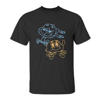 Cn The Amazing World Of Gumball & Darwin Neon Outline Unisex T-Shirt | Favorety CA