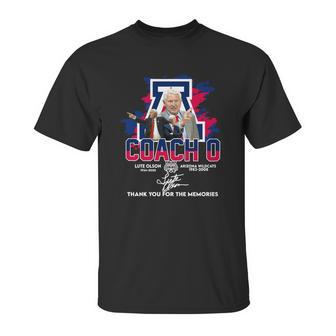 Coach O Lute Olson 1934 2020 Arizona Wildcats 1983 2008 Signature Unisex T-Shirt | Favorety