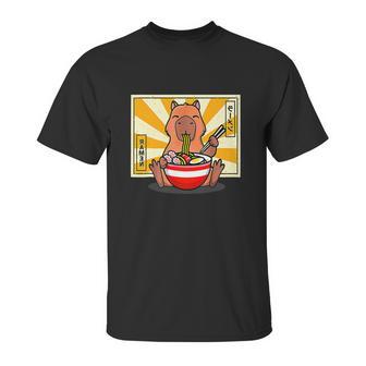 Cute Capybara Eating Ramen Funny Animal Anime Manga Unisex T-Shirt | Favorety UK