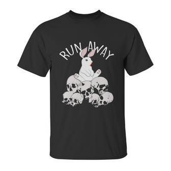 Cute Halloween Funny Halloween Day Run Away Bloody Bunny Skeleton Unisex T-Shirt | Favorety UK