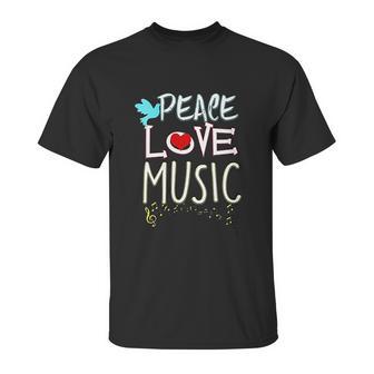 Cute Peace Love Music Hippie Hipster Festival Unisex T-Shirt | Favorety