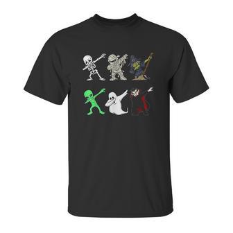 Dabbing Skeleton And Monsters Halloween Dracula Unisex T-Shirt | Favorety UK