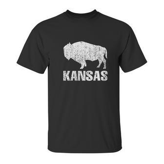 Distressed Kansas State And American Buffalo Bison Unisex T-Shirt | Favorety UK