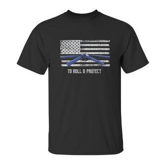 Distressed Police Thin Blue Line Jiu Jitsu Unisex T-Shirt | Favorety AU