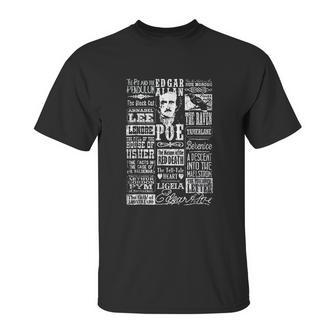 Edgar Allan Poe Poems Quotes Raven Literature Unisex T-Shirt | Favorety