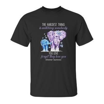 Elephants The Hardest Thing Is Watching Somebody Alzheimer Awareness Shirt Unisex T-Shirt | Favorety AU