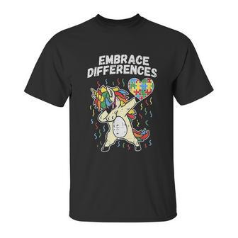 Embrace Differences Dabbing Unicorn Unisex T-Shirt | Favorety CA