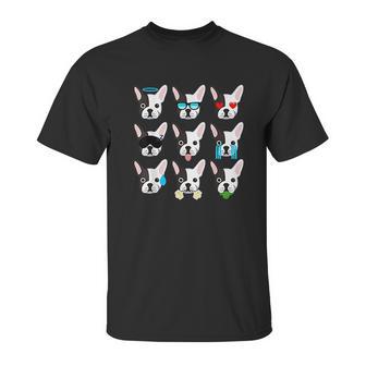 Emoji Boston Terrier Dog Faces Unisex T-Shirt | Favorety