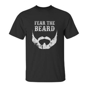 Fear The Beard Tee Distressed Retro Beard &Ampamp Mustache White Unisex T-Shirt | Favorety AU