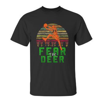 Fear The Deer Gift For Milwaukee Basketball Bucks Fans Unisex T-Shirt | Favorety