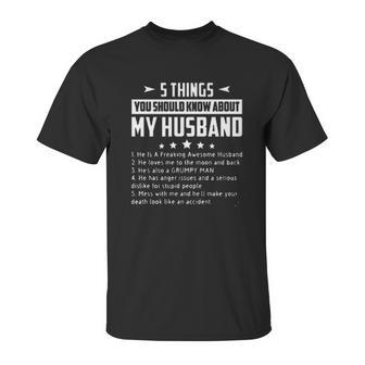 Five Things About My Husband Creative 2022 Gift Unisex T-Shirt | Favorety AU