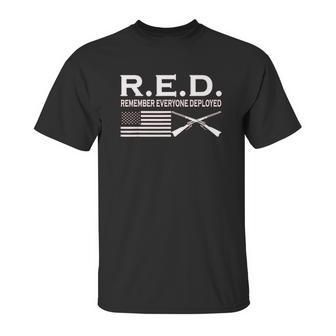 On Fridays We Wear Red Rmember Everyone Deployed Unisex T-Shirt | Favorety