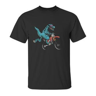 Funny Dino On Bike Trex Lover Rider Motorcycle Unisex T-Shirt | Favorety DE