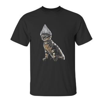 Funny Halloween Cat Tin Foil Hat Conspiracy For Men Unisex T-Shirt | Favorety DE