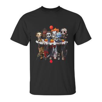 Funny Halloween Cute Halloween Cute Horror Movie Chibi Character Water Reflect Unisex T-Shirt | Favorety UK