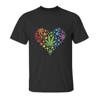 Funny Marijuana Heart Lgbt Gay Pride Month Graphic Design Printed Casual Daily Basic Unisex T-Shirt | Favorety CA