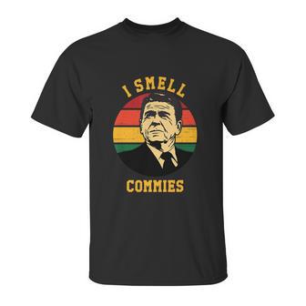 Funny Ronald Reagan I Smell Commies Political Humor Unisex T-Shirt | Favorety UK