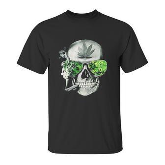 Funny Style Cannabis Marijuana Skull Mens Unisex T-Shirt | Favorety