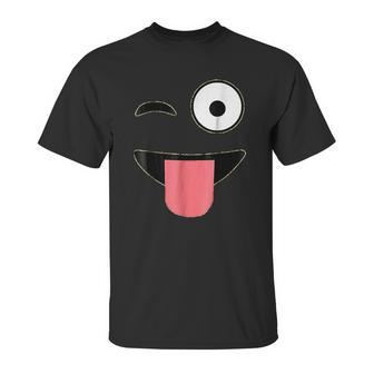 Halloween Costume Emoji Face Wink Eye Tongue Unisex T-Shirt | Favorety