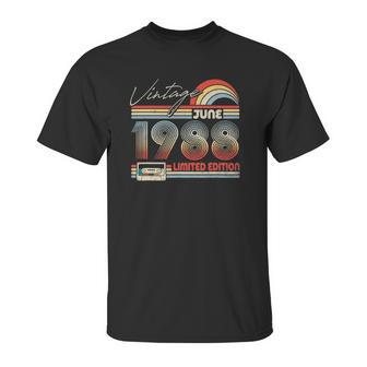 Happy 33Rd Birthday Vintage June 1988 33 Years Old Unisex T-Shirt | Favorety