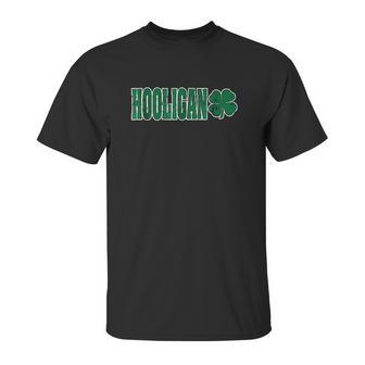 Hooligans St Patricks Day Four Leaf Clover Unisex T-Shirt | Favorety