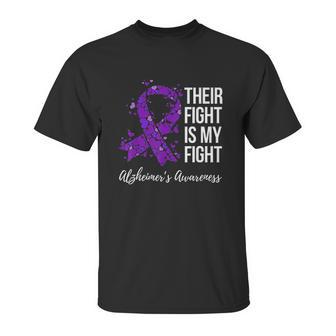 Their Fight Is My Fight Purple Ribbon Alzheimer Unisex T-Shirt | Favorety