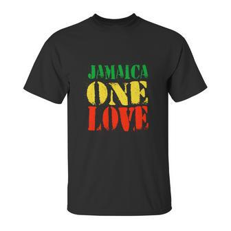Jamaica One Love Unisex Great Gift Rasta Colors Reggae Unisex T-Shirt | Favorety
